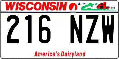 WI license plate 216NZW