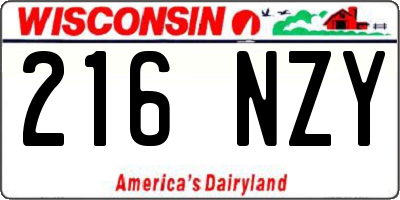 WI license plate 216NZY