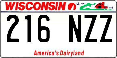 WI license plate 216NZZ