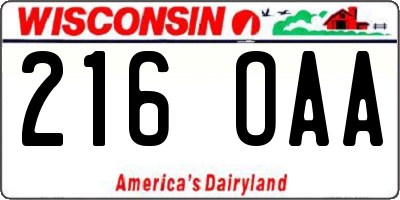 WI license plate 216OAA