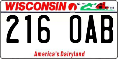 WI license plate 216OAB
