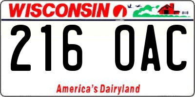 WI license plate 216OAC