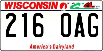 WI license plate 216OAG