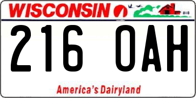 WI license plate 216OAH