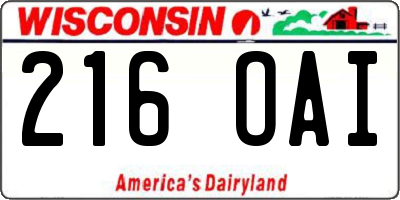 WI license plate 216OAI