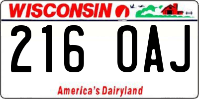 WI license plate 216OAJ