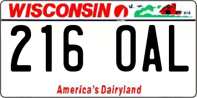 WI license plate 216OAL