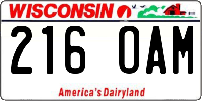 WI license plate 216OAM