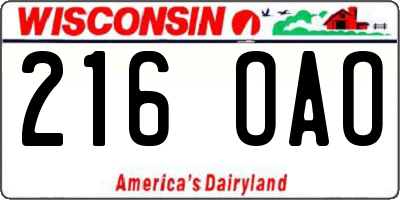 WI license plate 216OAO