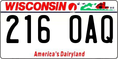 WI license plate 216OAQ