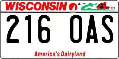 WI license plate 216OAS