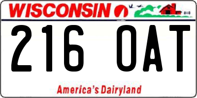 WI license plate 216OAT