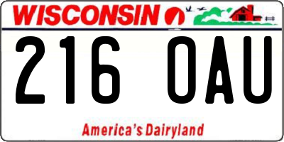 WI license plate 216OAU