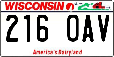 WI license plate 216OAV
