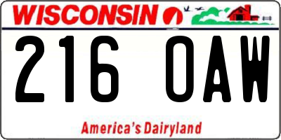 WI license plate 216OAW