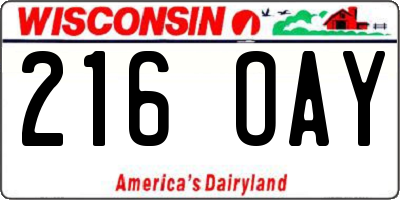 WI license plate 216OAY