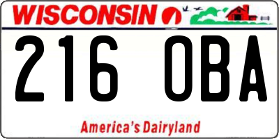 WI license plate 216OBA