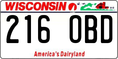 WI license plate 216OBD