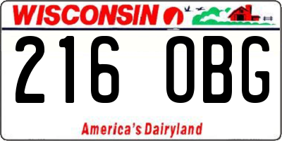 WI license plate 216OBG