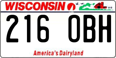 WI license plate 216OBH
