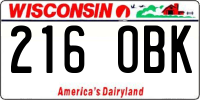 WI license plate 216OBK
