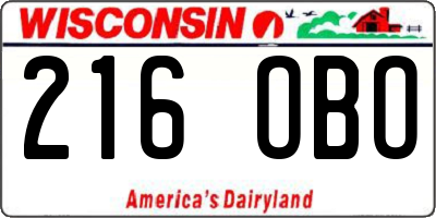 WI license plate 216OBO