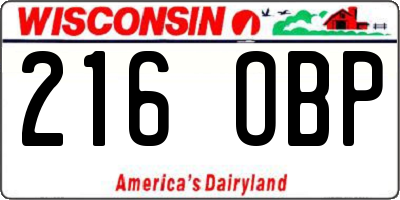 WI license plate 216OBP