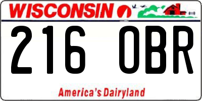 WI license plate 216OBR