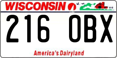 WI license plate 216OBX