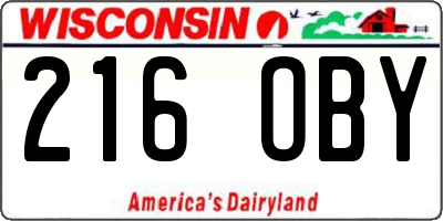 WI license plate 216OBY