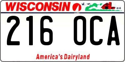 WI license plate 216OCA