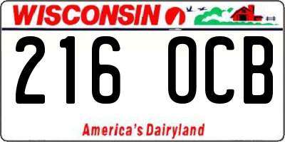 WI license plate 216OCB