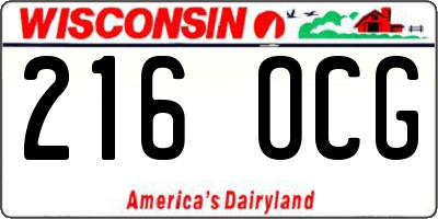 WI license plate 216OCG