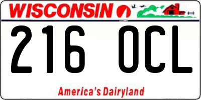 WI license plate 216OCL