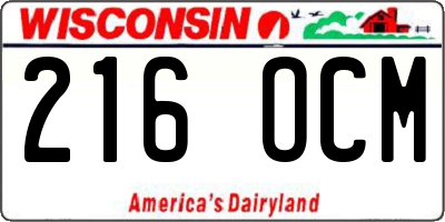 WI license plate 216OCM