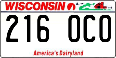 WI license plate 216OCO