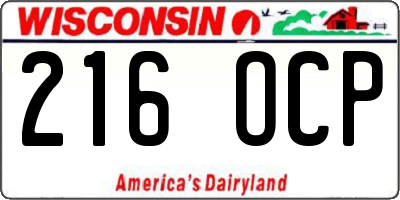 WI license plate 216OCP