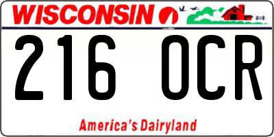 WI license plate 216OCR