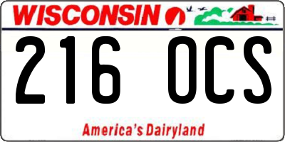 WI license plate 216OCS