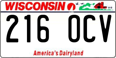 WI license plate 216OCV