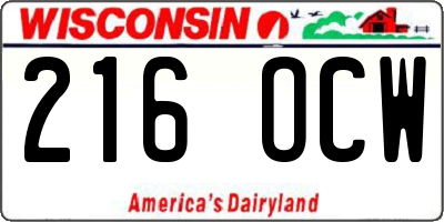 WI license plate 216OCW