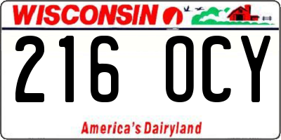 WI license plate 216OCY