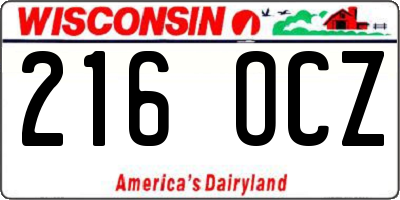 WI license plate 216OCZ