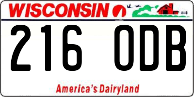 WI license plate 216ODB