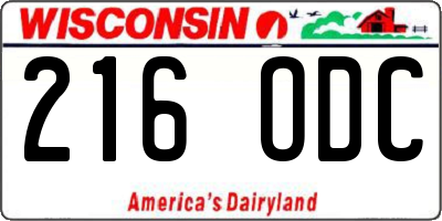 WI license plate 216ODC