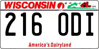 WI license plate 216ODI