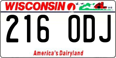 WI license plate 216ODJ