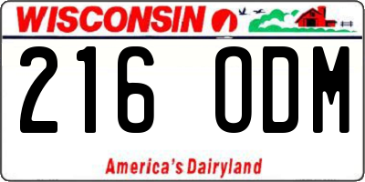 WI license plate 216ODM
