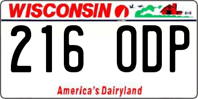 WI license plate 216ODP