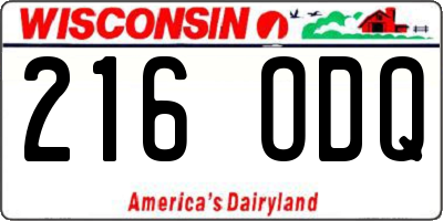 WI license plate 216ODQ